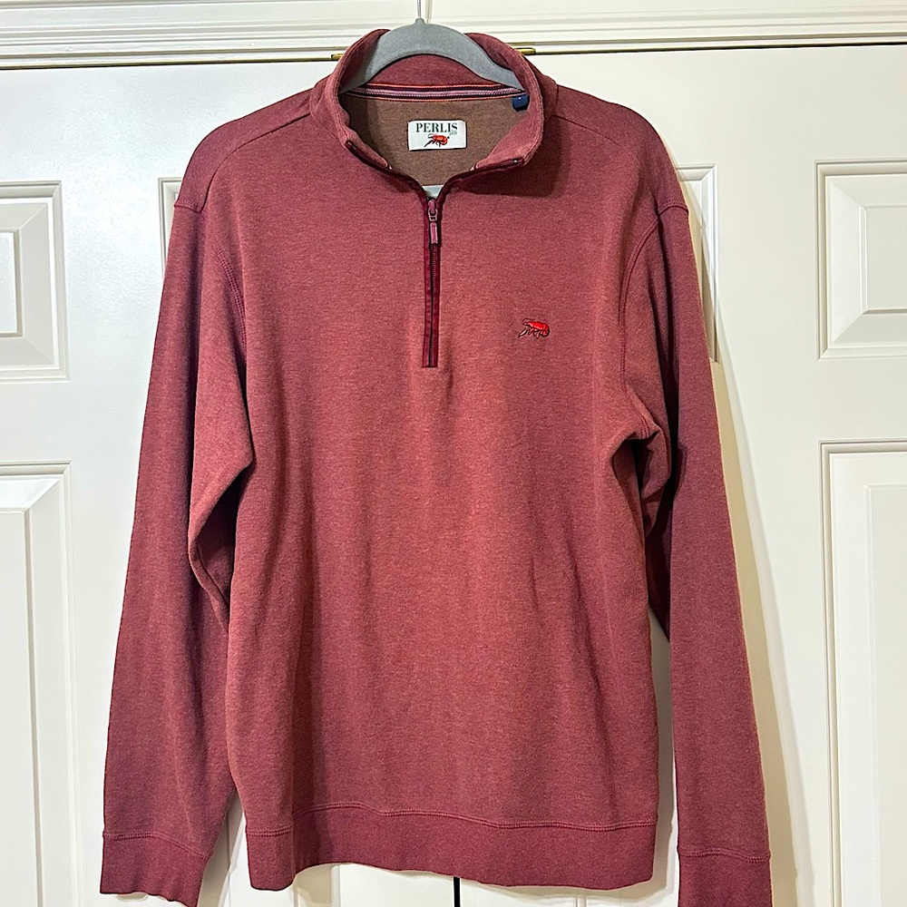 Perlis Crawfish Red Quarter Zip Pullover Sweater Shirt Men’s Size Small